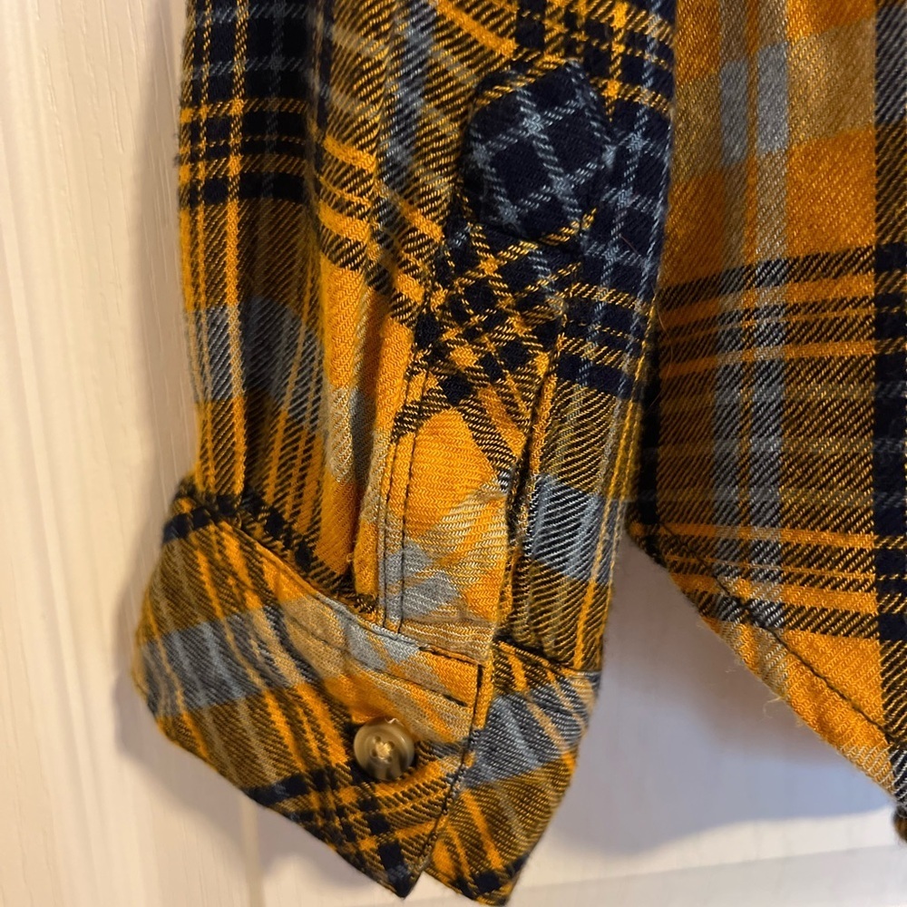 Workshop Republic Clothing Mustard Yellow and Blue Plaid Button Down Shirt - Picture 6 of 8